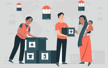 প্রাকৃতিক দুর্যোগে ত্রাণ বিতরণ